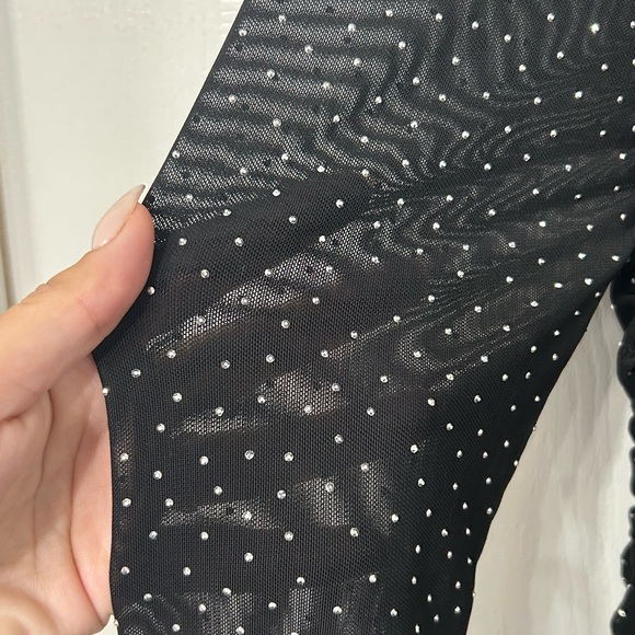 Lulus Marvelous Glam Black Mesh Rhinestone Twist-front Maxi Dress - Size M - Picture 5 of 8